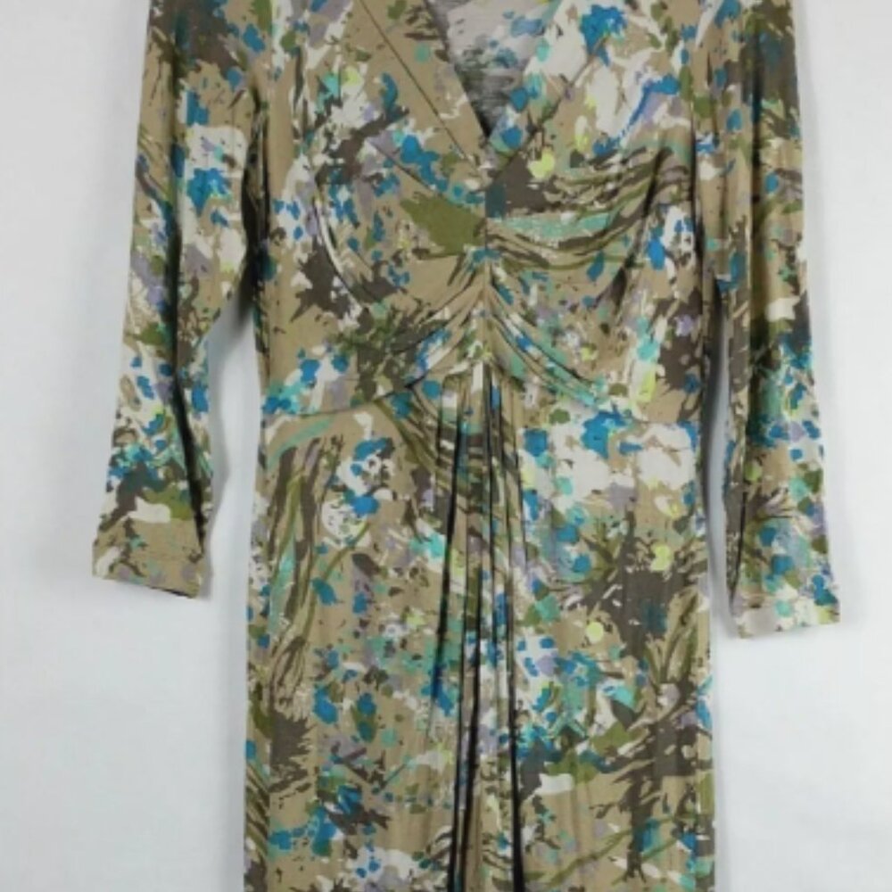 Cabi Abstract Splatter Ruched Jersey Women's dress